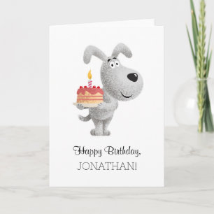 Carte Joyeux gâteau d'anniversaire bougie mignonne Chien