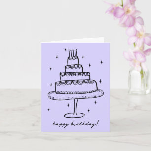 Carte Joyeux gâteau d'anniversaire Whimsical Sketch Dood