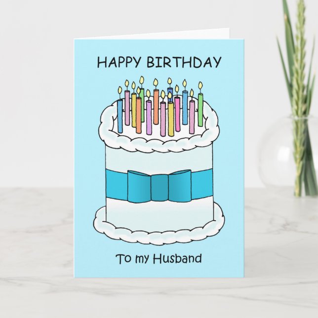 Carte Joyeux gâteau et bougies maris d'anniversaire (Devant)