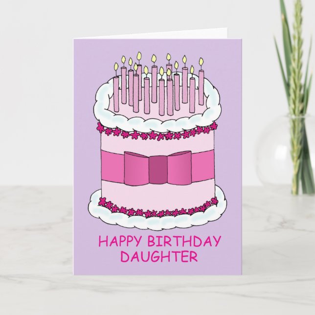 Carte Joyeux gâteau et bougies pour fille d'anniversaire (Devant)
