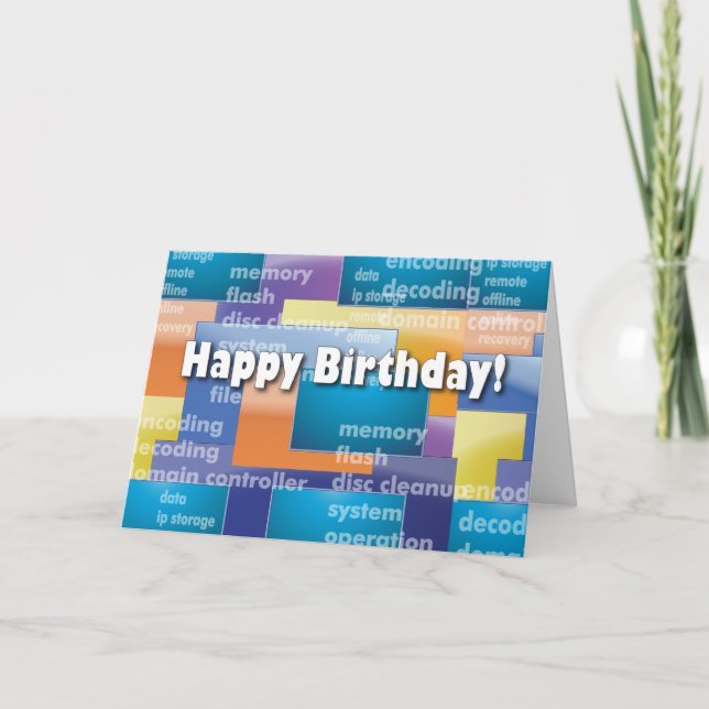 Carte Joyeux Geek d'ordinateur d'anniversaire (Devant)