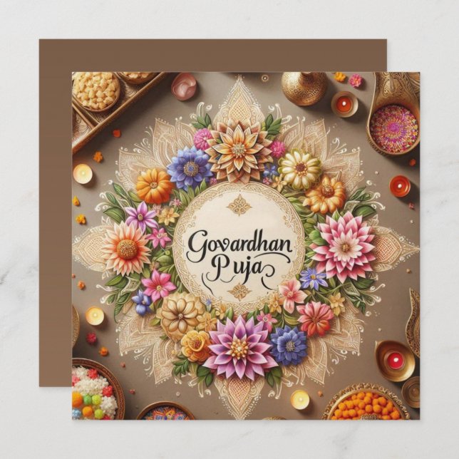 Carte Joyeux Govardhan Puja (Devant / Derrière)