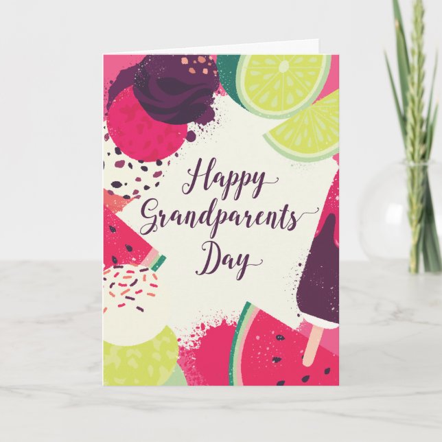 Carte Joyeux grand-parents Jour Fruits et cures sucrées (Devant)