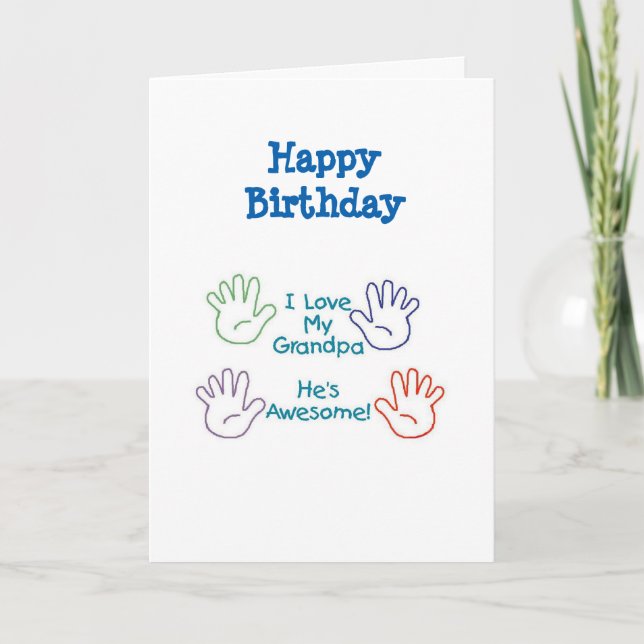 Carte Joyeux grand-père anniversaire - Mains (Devant)