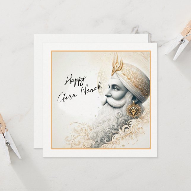 Carte Joyeux Guru Nanak (Devant/Arrière en situation)
