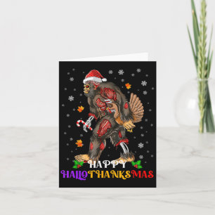 Carte Joyeux Hallothanksmas Bigfoot Halloween Thanksgivi