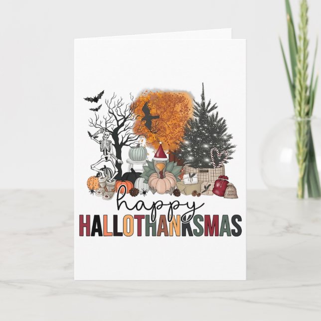 Carte Joyeux Hallothanksmas Halloween Thanksgiving Chris (Devant)