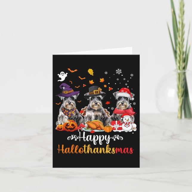 Carte Joyeux Hallothanksmas Schnauzer Chien Halloween Ch (Devant)