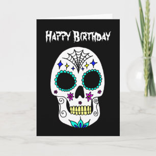 Carte Joyeux Halloween Anniversaire Crâne à sucre