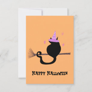 Carte Joyeux Halloween Chapeau de Sorcière et Balai de C