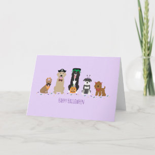 Carte Joyeux Halloween Chiens Violet