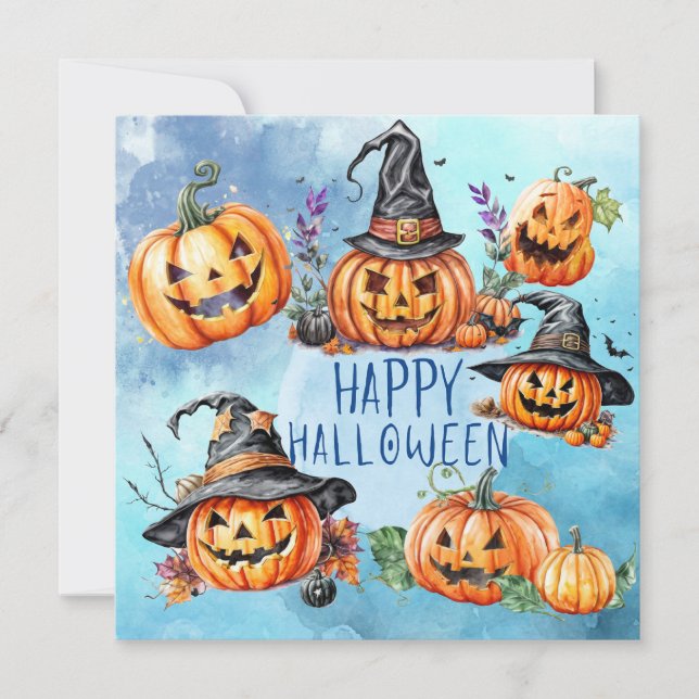 Carte Joyeux Halloween Citrouille (Devant)