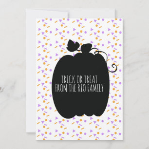 Carte Joyeux Halloween Citrouille noir Confetti Motif