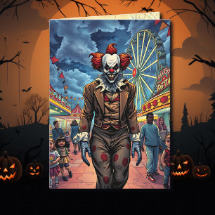 Carte Joyeux Halloween   Clown éffrayant