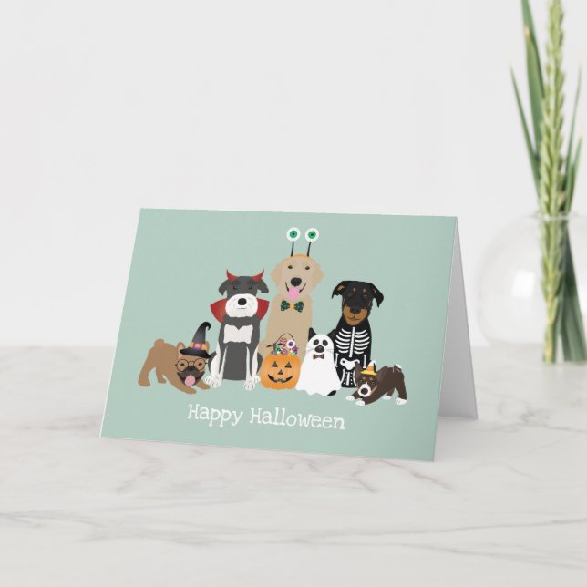 Carte Joyeux Halloween Costumes d'animaux de compagnie e (Devant)