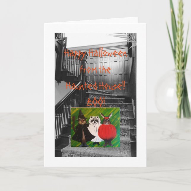 Carte Joyeux Halloween de la maison hantée! (Devant)