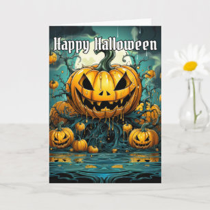 Carte Joyeux Halloween Éffrayant Citrouille espiègle