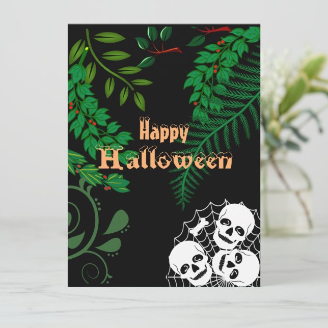 Carte Joyeux Halloween Éffrayant effrayant Skeletons de  (Debout devant)