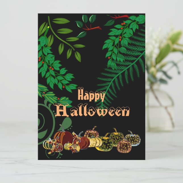 Carte Joyeux Halloween Éffrayant foncé nuit brillant Cit (Debout devant)