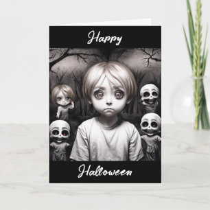 Carte Joyeux Halloween Enfant Déplaisant avec ours en