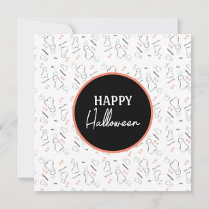 Carte Joyeux Halloween Fantôme Bonbons Dessins à Main Le