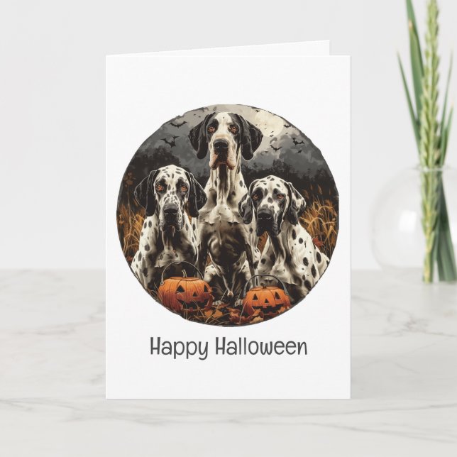 Carte Joyeux Halloween grands chiens de Danse Jack-o'-la (Devant)
