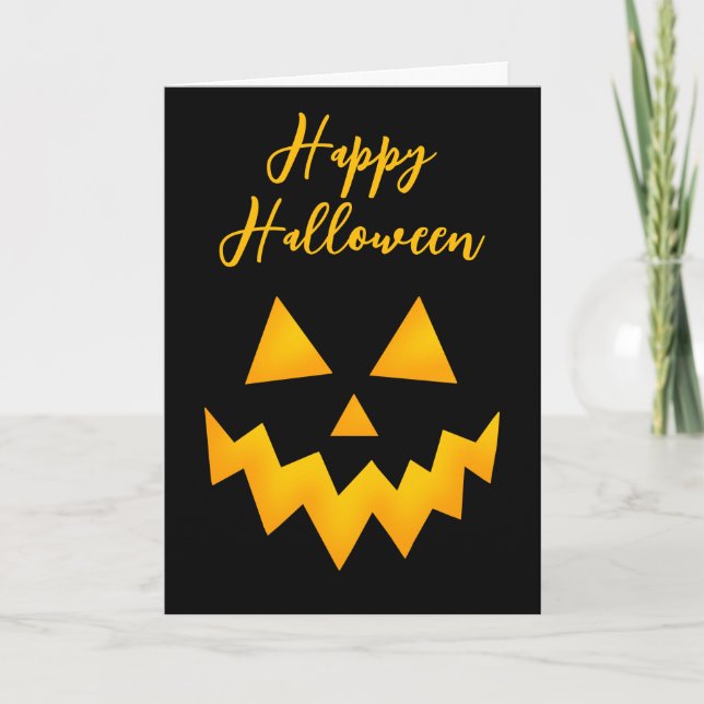 Carte Joyeux Halloween Jack O Lantern Visage de Citrouil (Devant)
