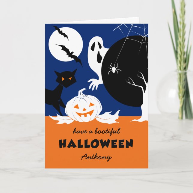 Carte Joyeux Halloween. Nom personnalisé Halloween (Devant)