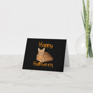 Carte Joyeux Halloween non effrayant Tabby orange chat