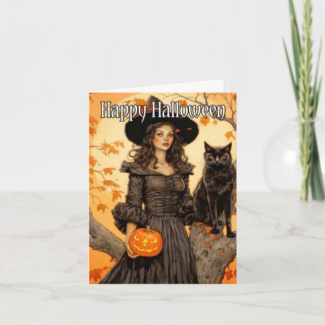 Carte Joyeux Halloween | Salem Witch (Devant)
