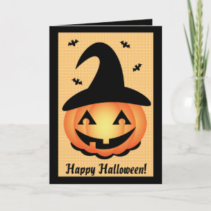 Carte Joyeux Halloween - Sorcière Citrouille