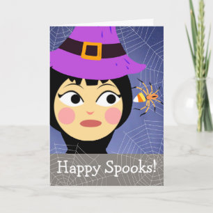 Carte Joyeux Halloween Spooks sorcière Spider Candy