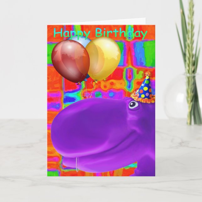 Carte Joyeux Hippo Artsy violet (Devant)
