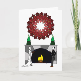 Carte Joyeux Hoidays Poinsettia Wreath