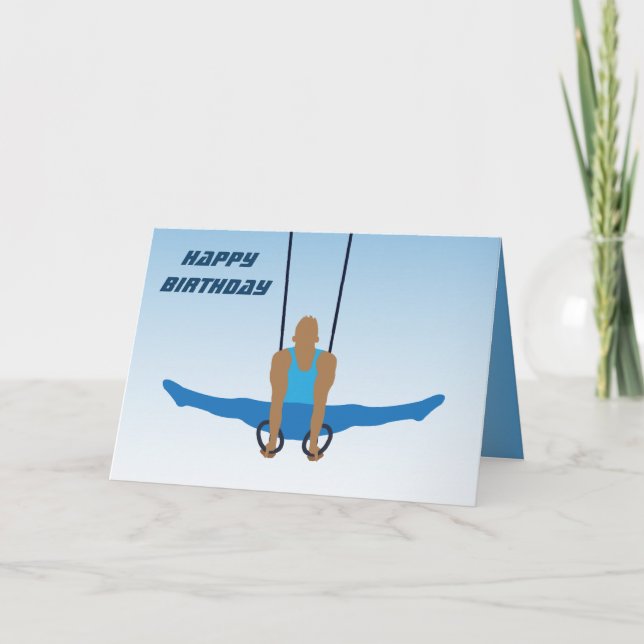 Carte Joyeux homme de gymnastique d'anniversaire sur les (Devant)