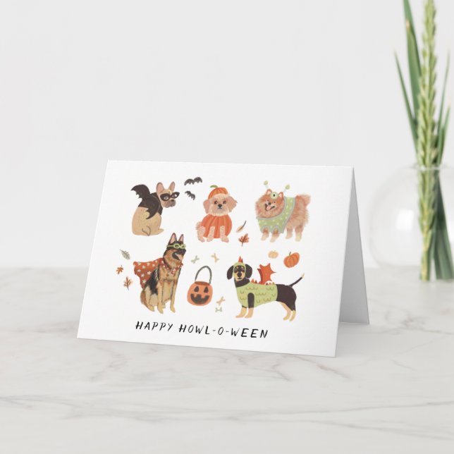Carte Joyeux Howl-o-ween Chiens Peints Halloween (Devant)