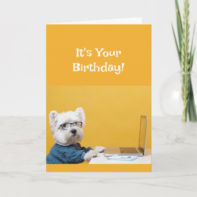 Carte Joyeux Humour Amusant Chien Anniversaire Pour N'Im (Devant)
