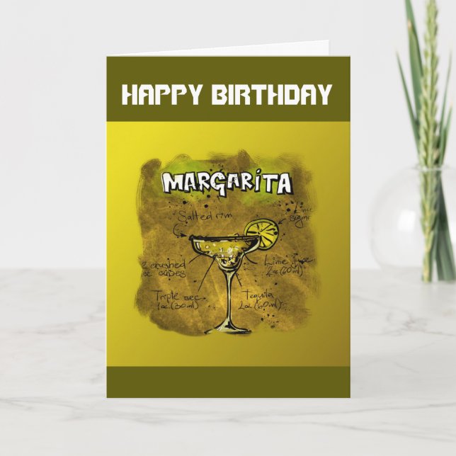 Carte Joyeux Humour d'anniversaire - Margarita Recette (Devant)