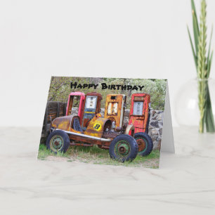 Carte Joyeux Humour de voiture de course d'anniversaire
