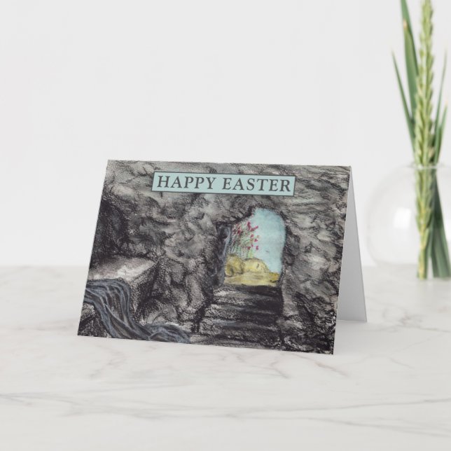 Carte Joyeux Jésus de Pâques Il Est Ressuscité Aquarelle (Devant)