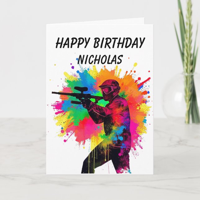 Carte Joyeux Joueur de Paintball Anniversaire Conception (Devant)