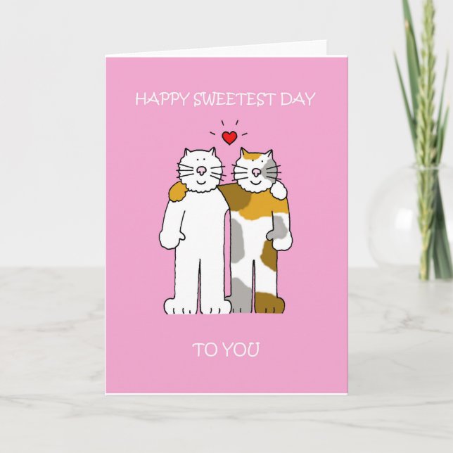 Carte Joyeux Jour de Cartoon Chats (Devant)