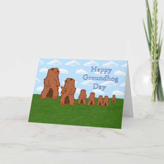 Carte Joyeux Jour de la marmotte de fond Printemps de la (Devant)