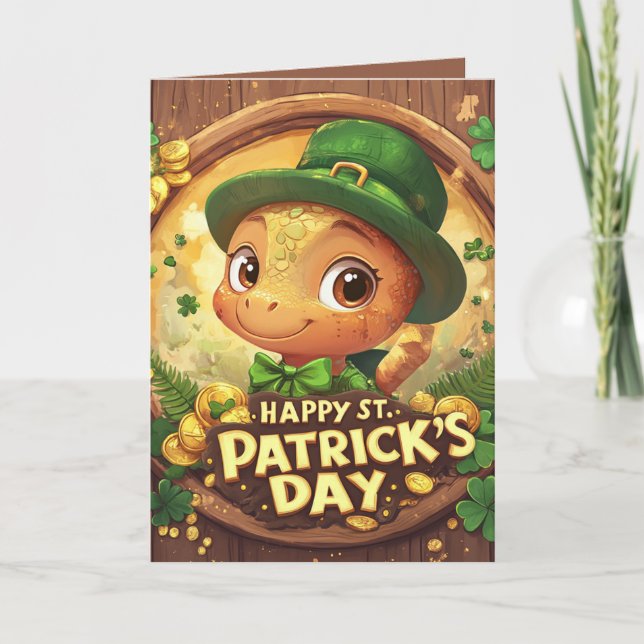 Carte Joyeux jour de la Saint-Patrick et trois lutins (Devant)