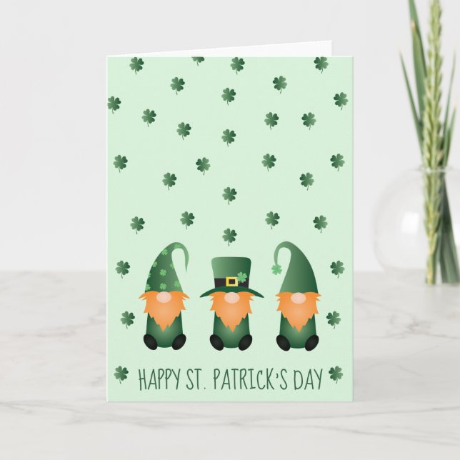 Carte Joyeux Jour de la Saint Patrick Gnomes Green Orang (Devant)