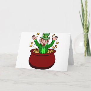 Carte Joyeux Jour de l'Saint Patrick Leprechaun Pot De P