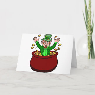Carte Joyeux Jour de l'Saint Patrick Leprechaun Pot De P