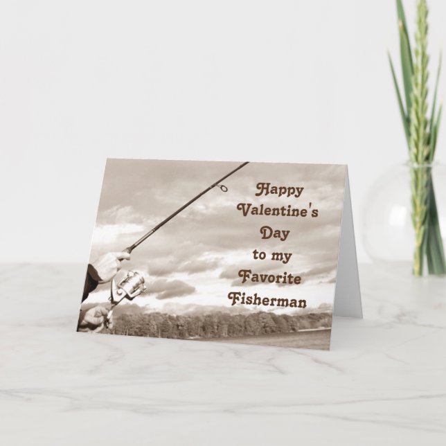 CARTE JOYEUX JOUR DE VALENTINE* À MON *PÊCHEUR PRÉFÉRÉ* (Devant)
