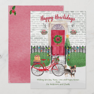Carte Joyeux journal de vacances Haired Chihuahu Bicycle