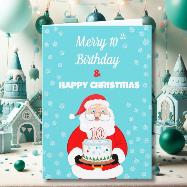 Carte Joyeux Joyeux 10e anniversaire Noël Père Noël (Créateur téléchargé)